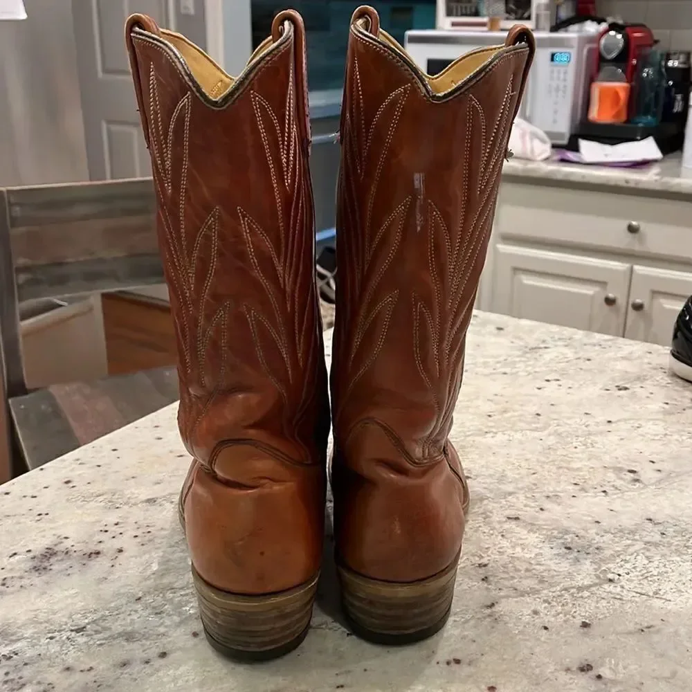 Comb Last Cognac Cowboy Boots sz 9-1/2 EE